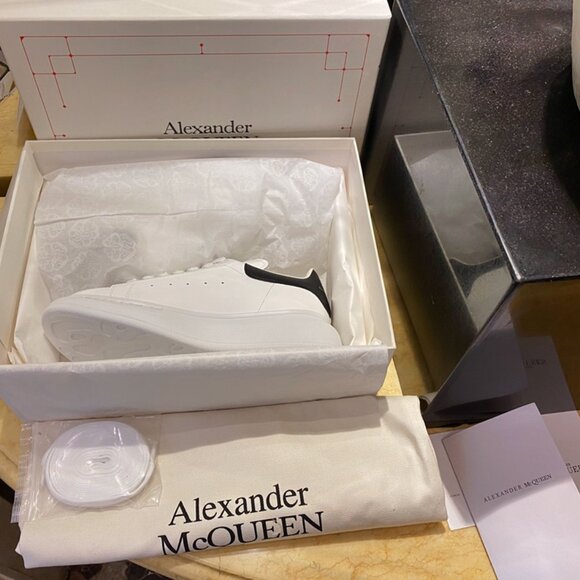 Alexander McQueen Black and White Leather Sneakers - Picture 9 of 9
